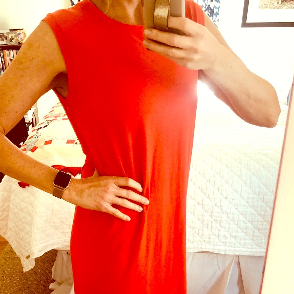 Eileen Fisher orange jersey dress. Size small.